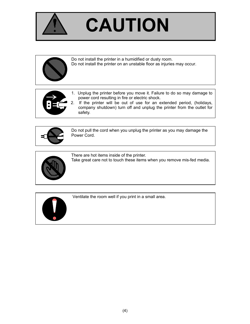 Caution | Konica Minolta KIP 7000 User Manual | Page 5 / 294