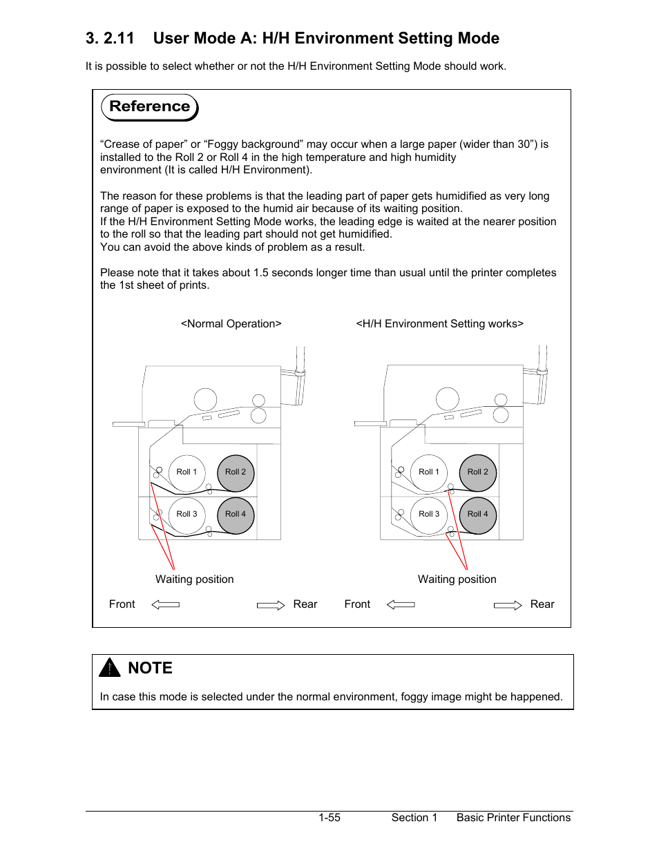 2.11 user mode a: h/h environment setting mode, Reference | Konica Minolta KIP 7000 User Manual | Page 61 / 294