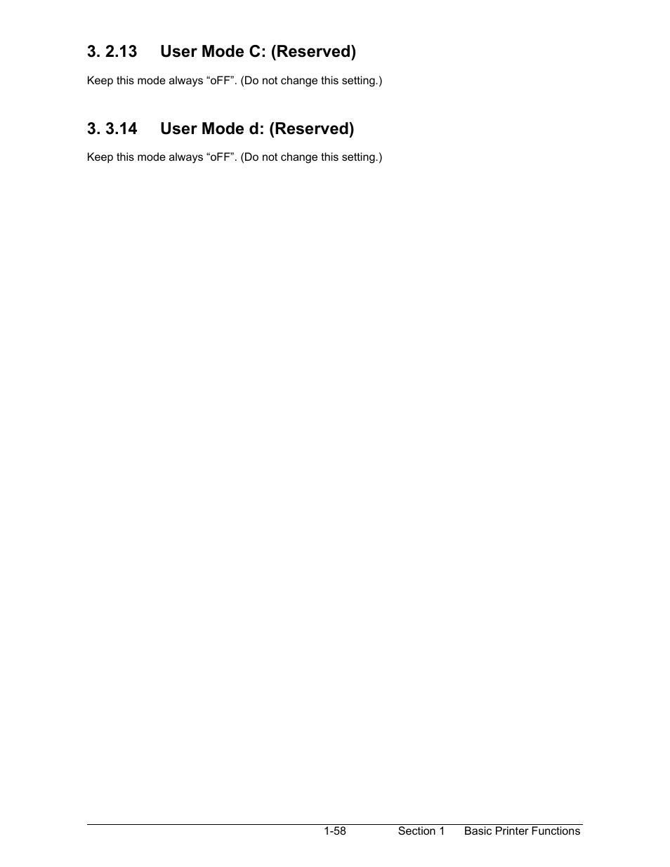 2.13 user mode c: (reserved), 3.14 user mode d: (reserved) | Konica Minolta KIP 7000 User Manual | Page 64 / 294