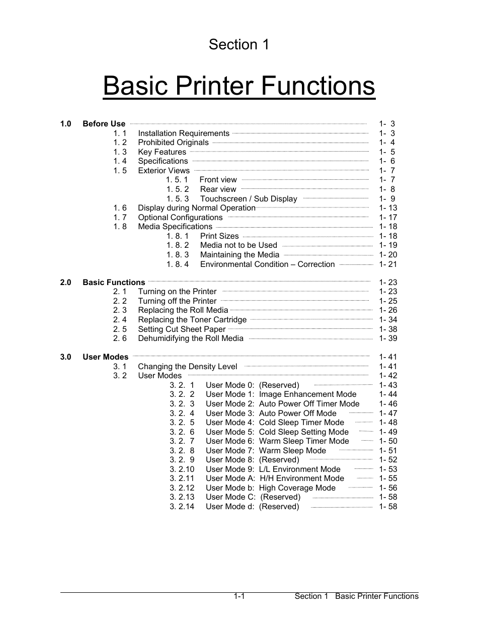 Basic printer functions | Konica Minolta KIP 7000 User Manual | Page 7 / 294