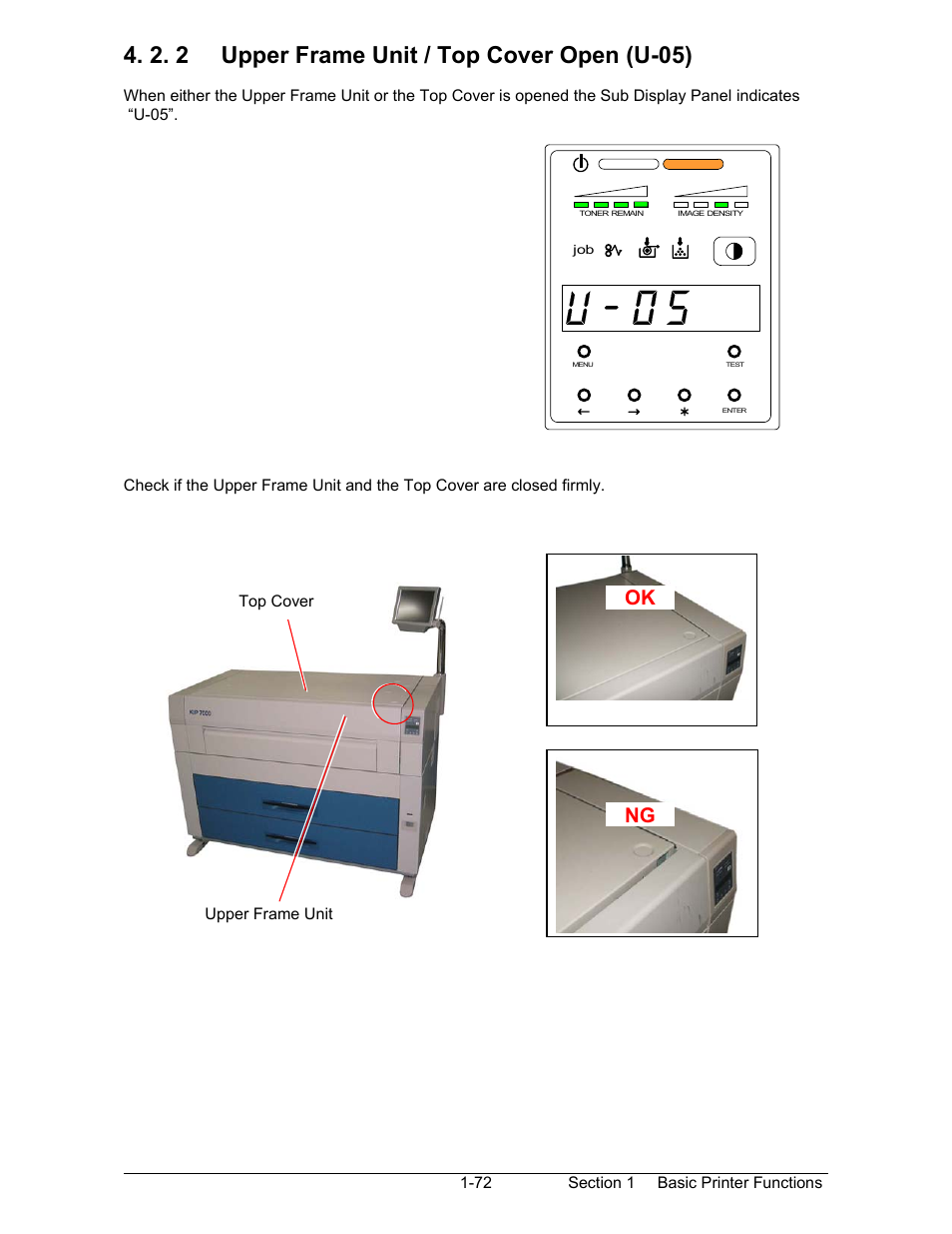 2. 2 upper frame unit / top cover open (u-05), Ng ok | Konica Minolta KIP 7000 User Manual | Page 78 / 294