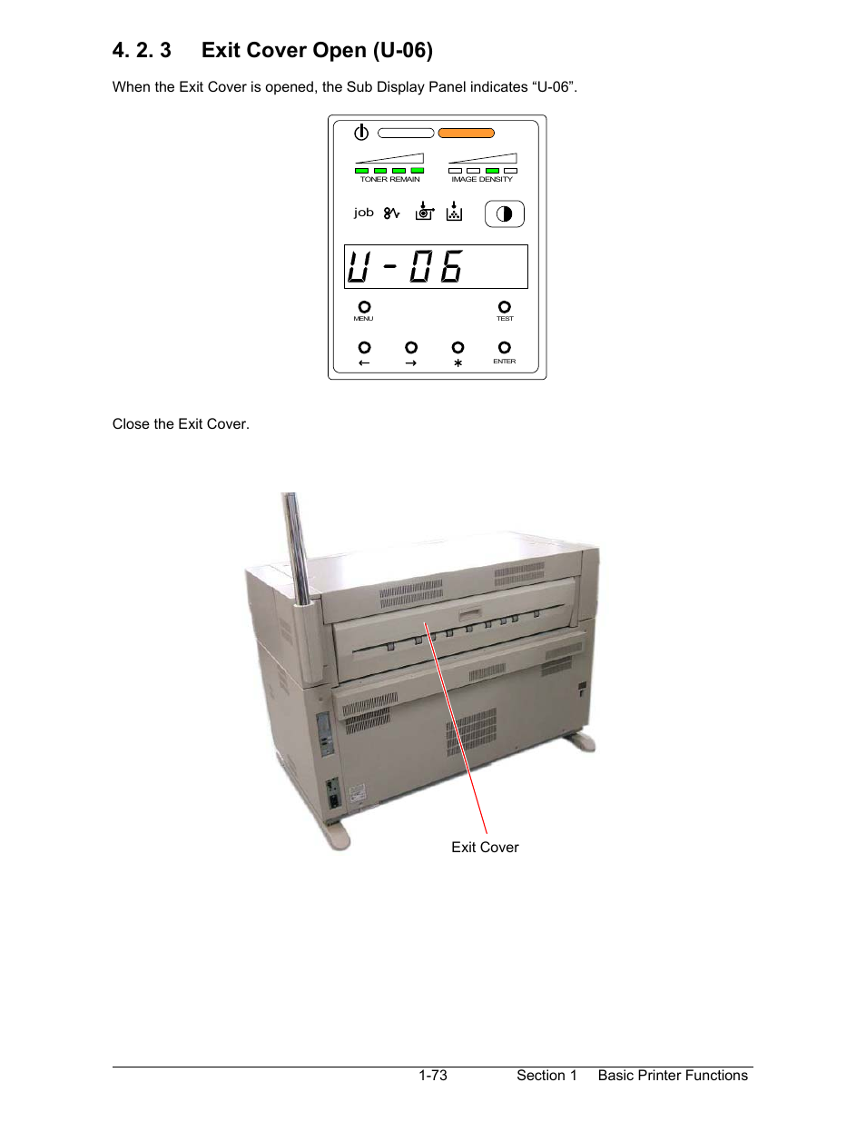 2. 3 exit cover open (u-06), Exit cover | Konica Minolta KIP 7000 User Manual | Page 79 / 294