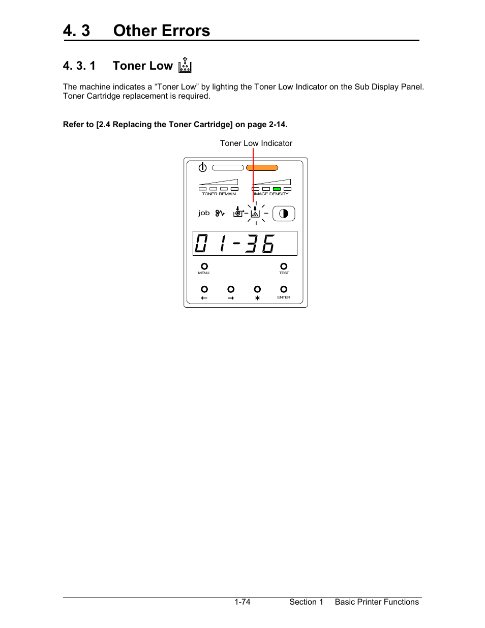 3 other errors, 3. 1 toner low | Konica Minolta KIP 7000 User Manual | Page 80 / 294