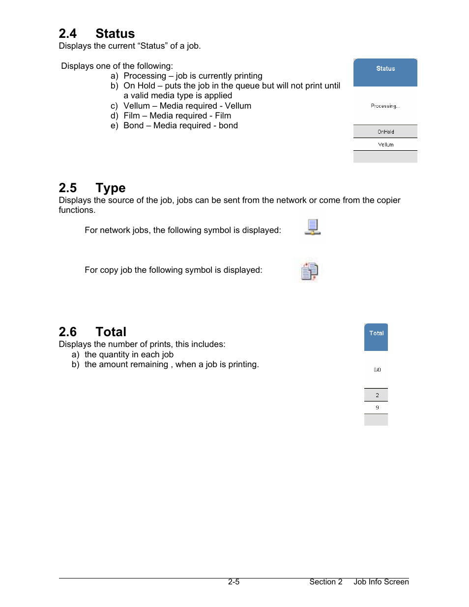 4 status, 5 type, 6 total | Konica Minolta KIP 7000 User Manual | Page 88 / 294