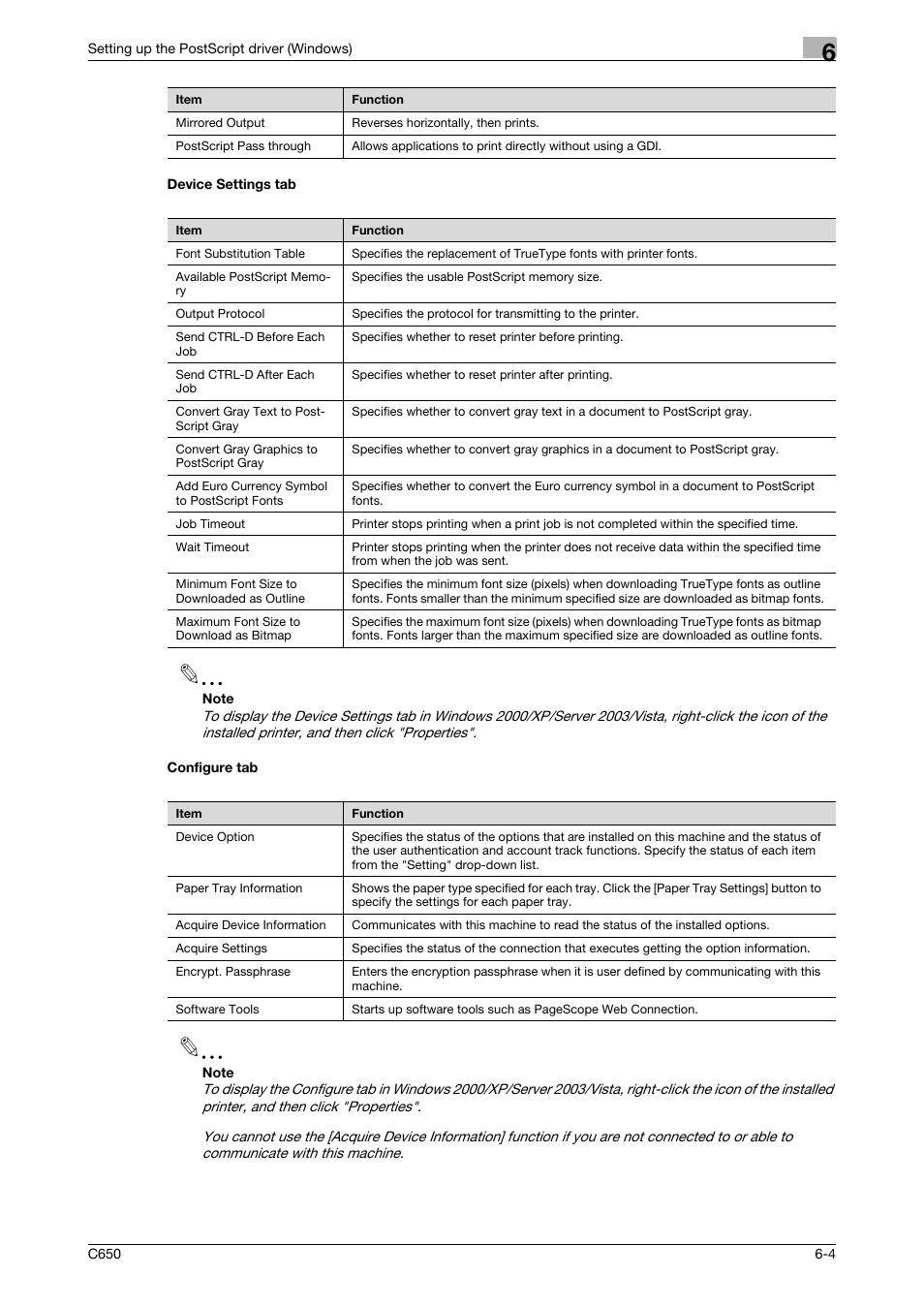 Device settings tab, Configure tab, Device settings tab -4 configure tab -4 | Konica Minolta bizhub C650 User Manual | Page 135 / 303