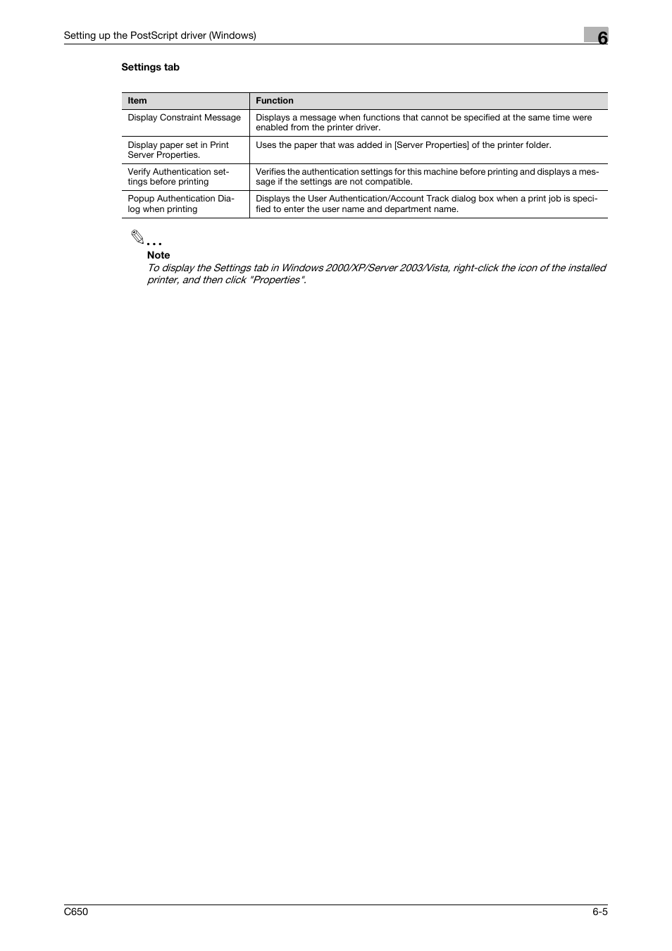 Settings tab, Settings tab -5 | Konica Minolta bizhub C650 User Manual | Page 136 / 303