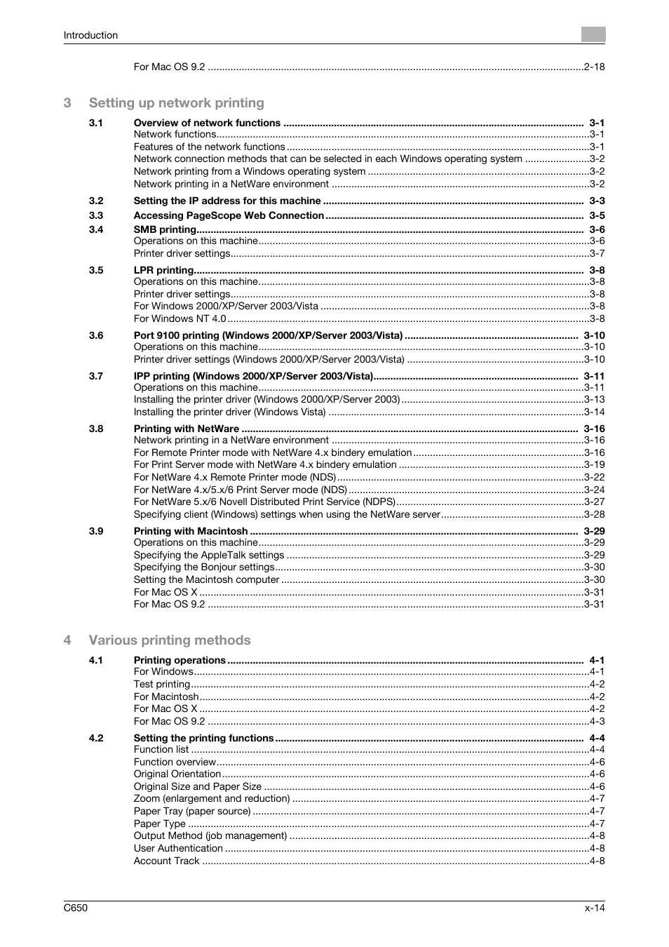 3setting up network printing, 4various printing methods | Konica Minolta bizhub C650 User Manual | Page 15 / 303