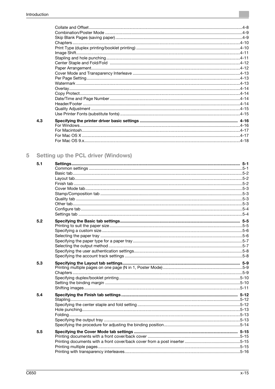 5setting up the pcl driver (windows) | Konica Minolta bizhub C650 User Manual | Page 16 / 303