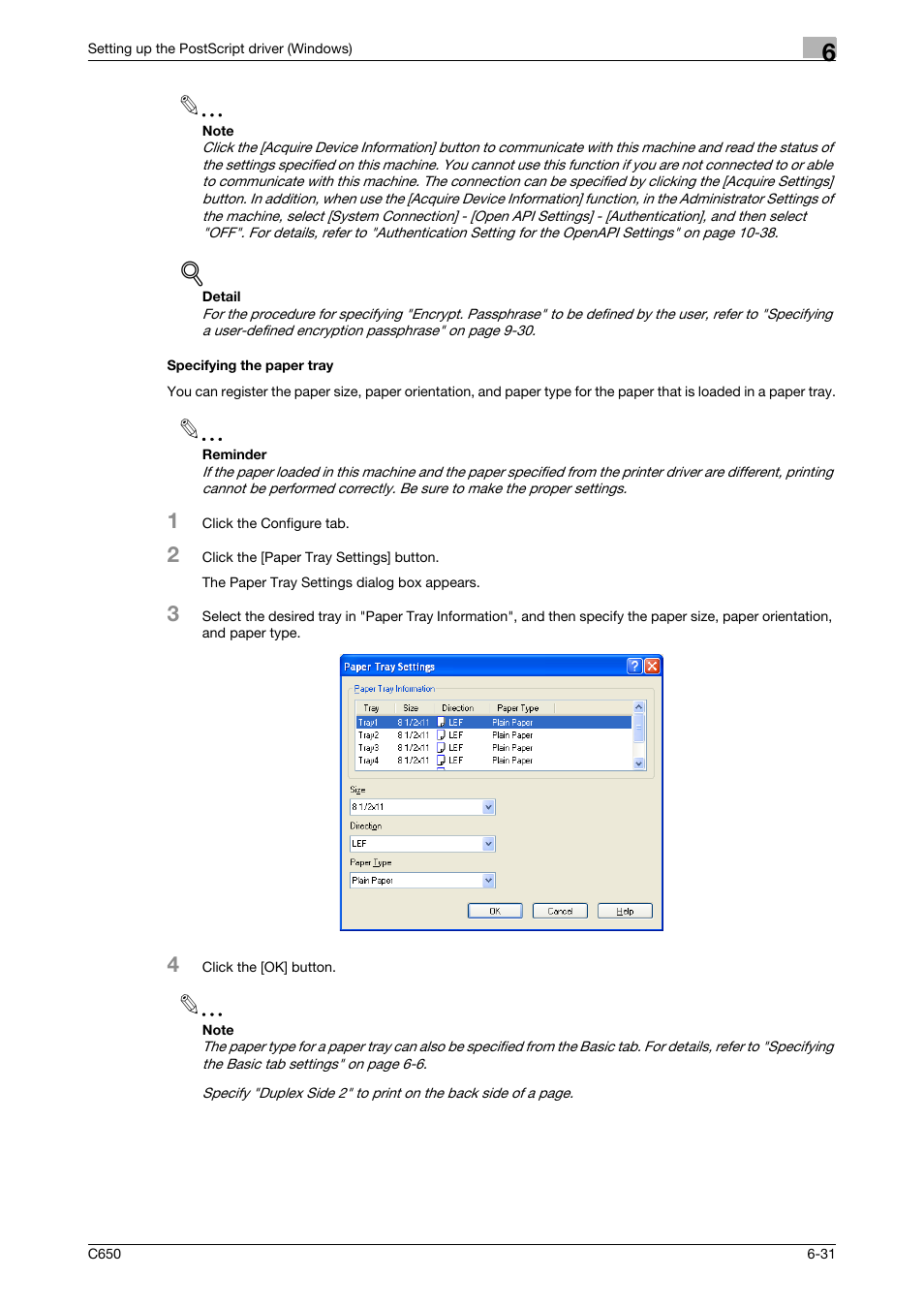 Specifying the paper tray, Specifying the paper tray -31 | Konica Minolta bizhub C650 User Manual | Page 162 / 303