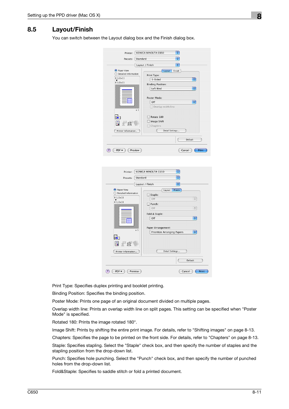 5 layout/finish, Layout/finish -11 | Konica Minolta bizhub C650 User Manual | Page 187 / 303