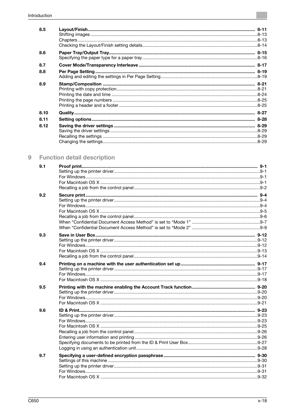 9function detail description | Konica Minolta bizhub C650 User Manual | Page 19 / 303