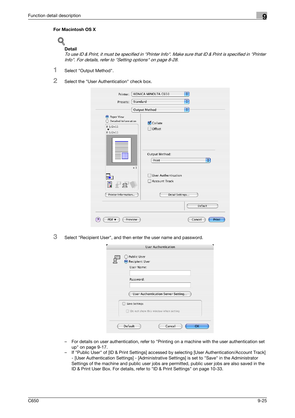 For macintosh os x, For macintosh os x -25 | Konica Minolta bizhub C650 User Manual | Page 230 / 303