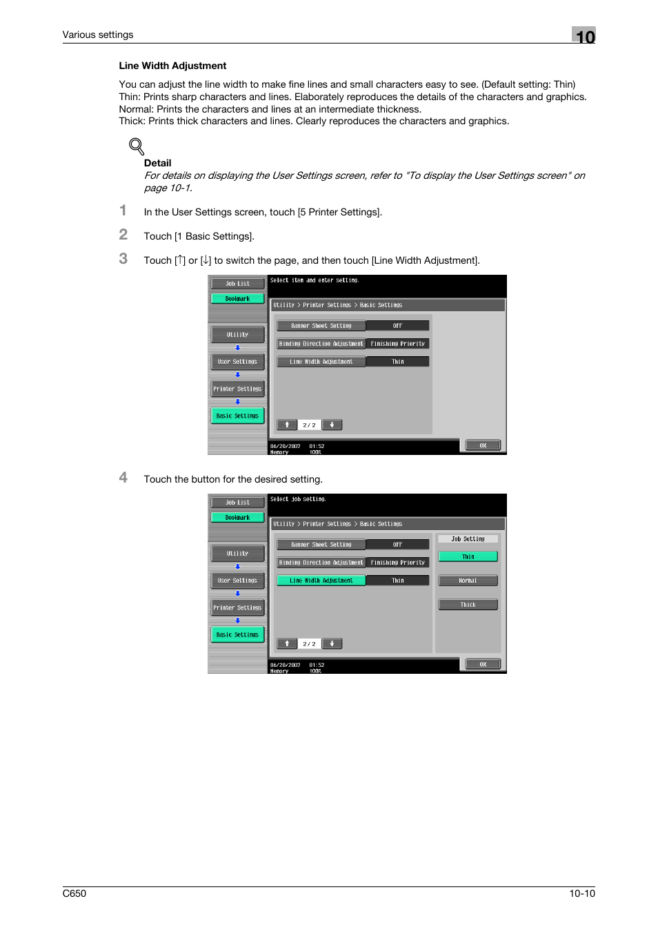 Line width adjustment, Line width adjustment -10 | Konica Minolta bizhub C650 User Manual | Page 254 / 303