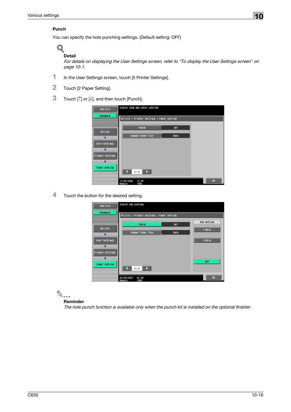 Punch, Punch -16 | Konica Minolta bizhub C650 User Manual | Page 260 / 303