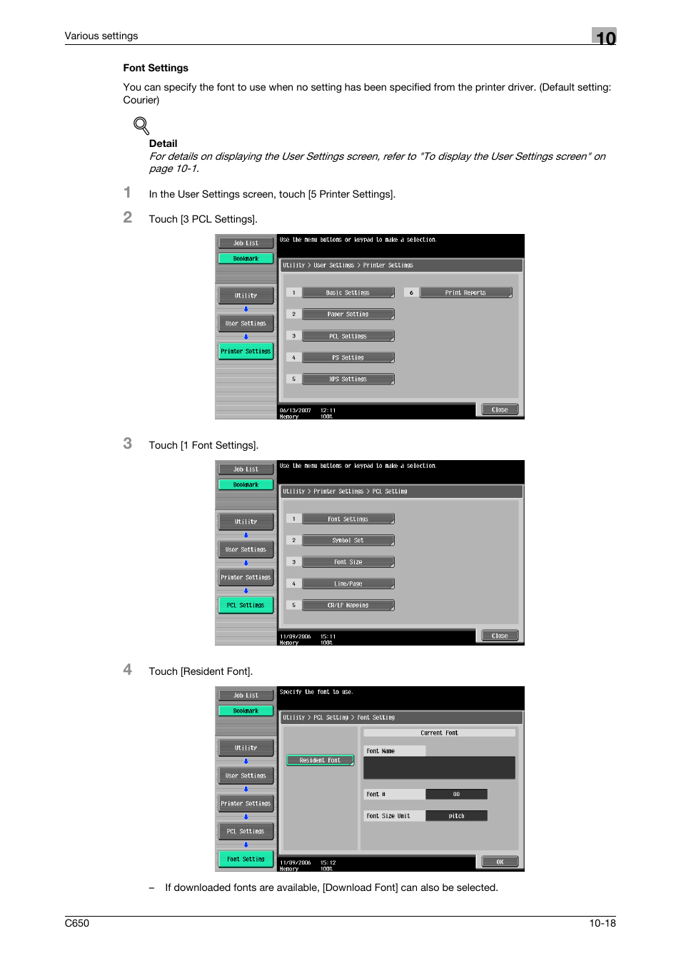 Font settings, Font settings -18 | Konica Minolta bizhub C650 User Manual | Page 262 / 303