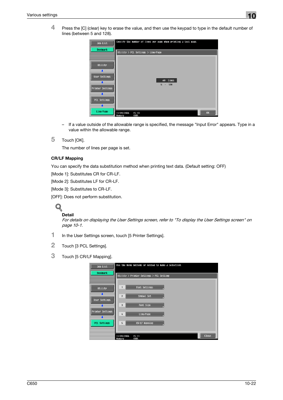 Cr/lf mapping, Cr/lf mapping -22 | Konica Minolta bizhub C650 User Manual | Page 266 / 303