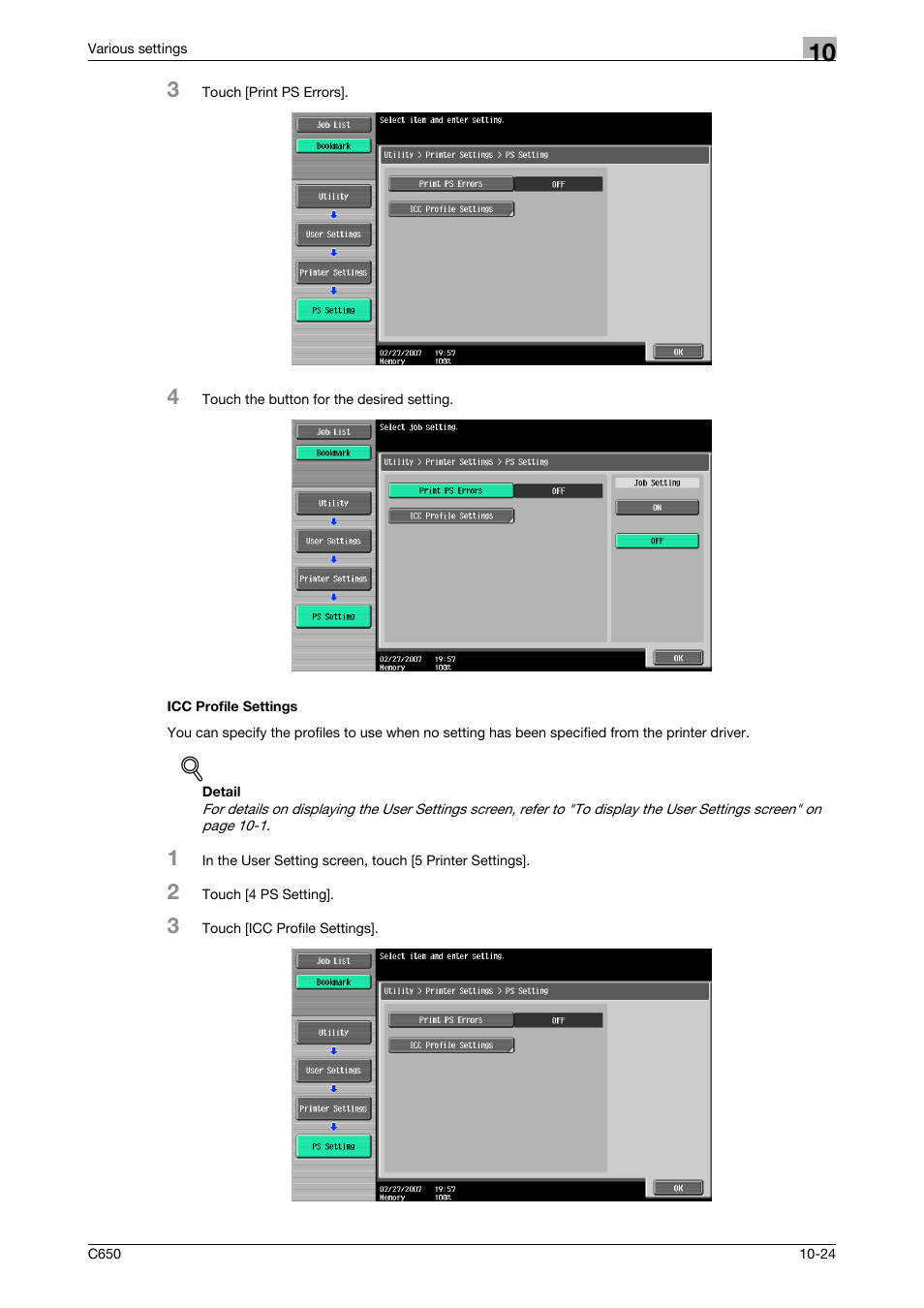 Icc profile settings, Icc profile settings -24 | Konica Minolta bizhub C650 User Manual | Page 268 / 303