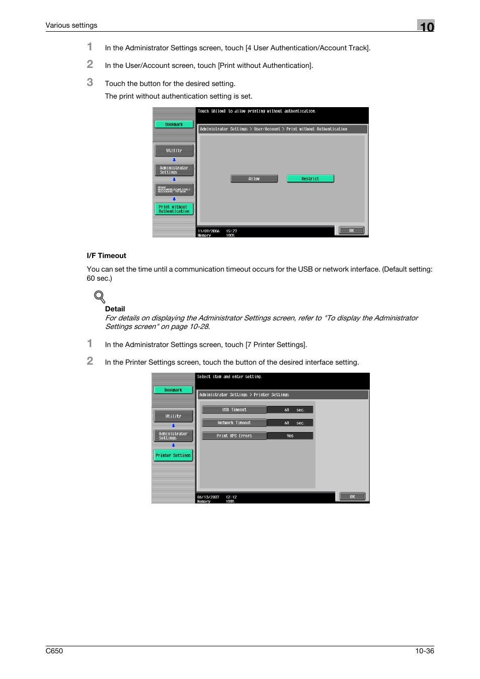 I/f timeout, I/f timeout -36 | Konica Minolta bizhub C650 User Manual | Page 280 / 303