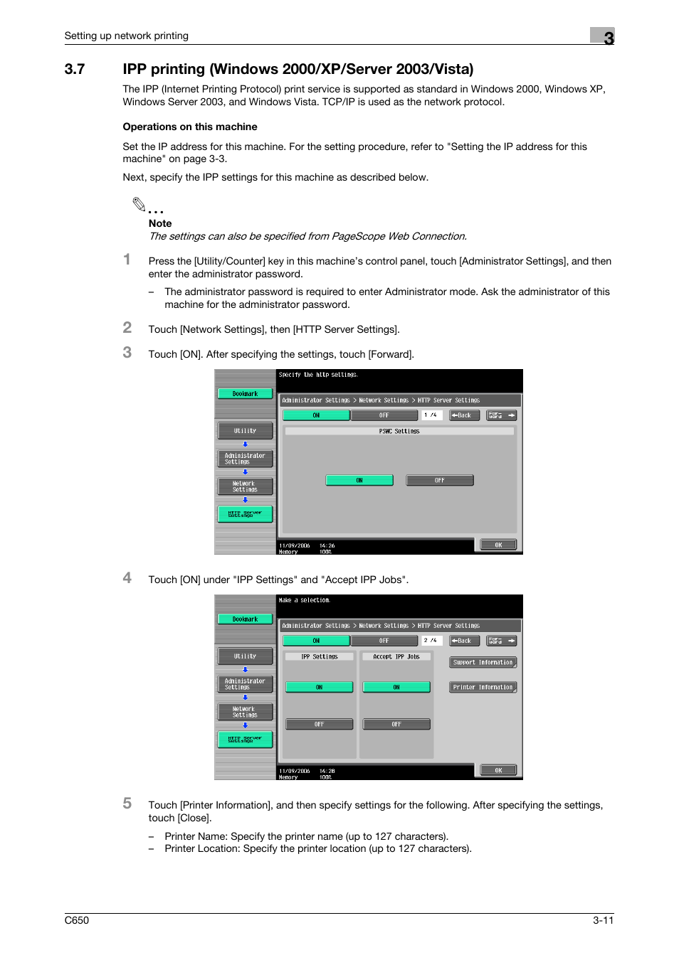 7 ipp printing (windows 2000/xp/server 2003/vista), Operations on this machine | Konica Minolta bizhub C650 User Manual | Page 58 / 303