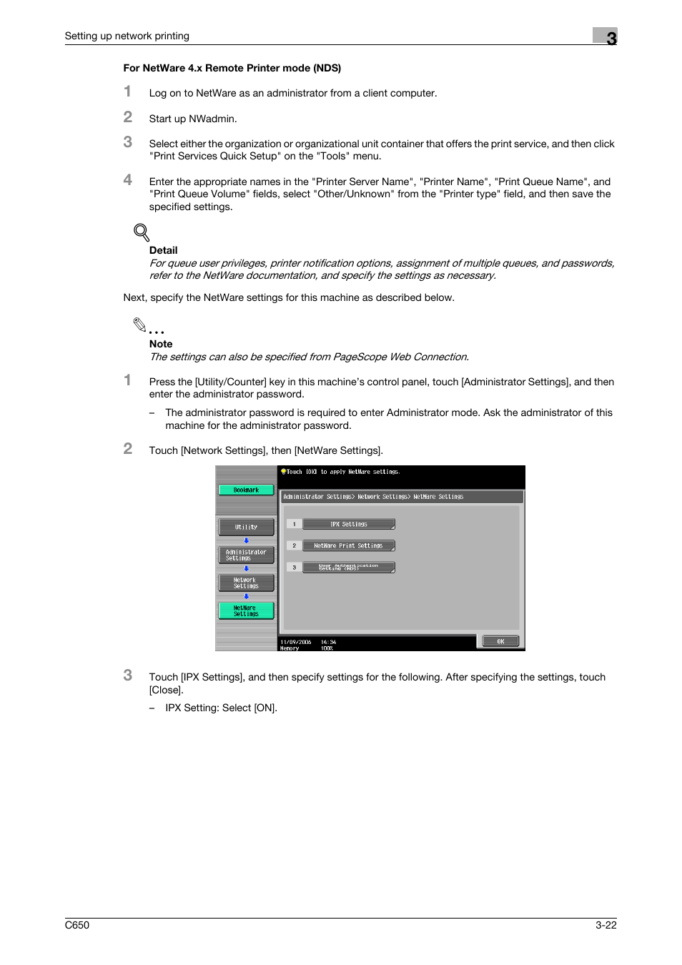 For netware 4.x remote printer mode (nds), For netware 4.x remote printer mode (nds) -22 | Konica Minolta bizhub C650 User Manual | Page 69 / 303