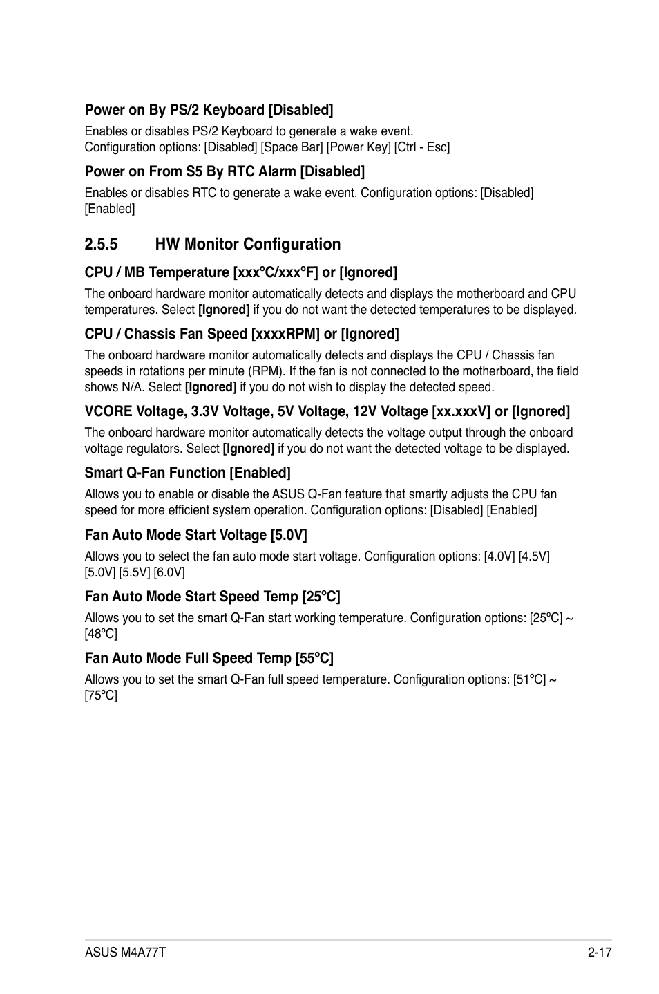 5 hw monitor configuration, Hw monitor configuration -17 | Asus M4A77T User Manual | Page 55 / 60