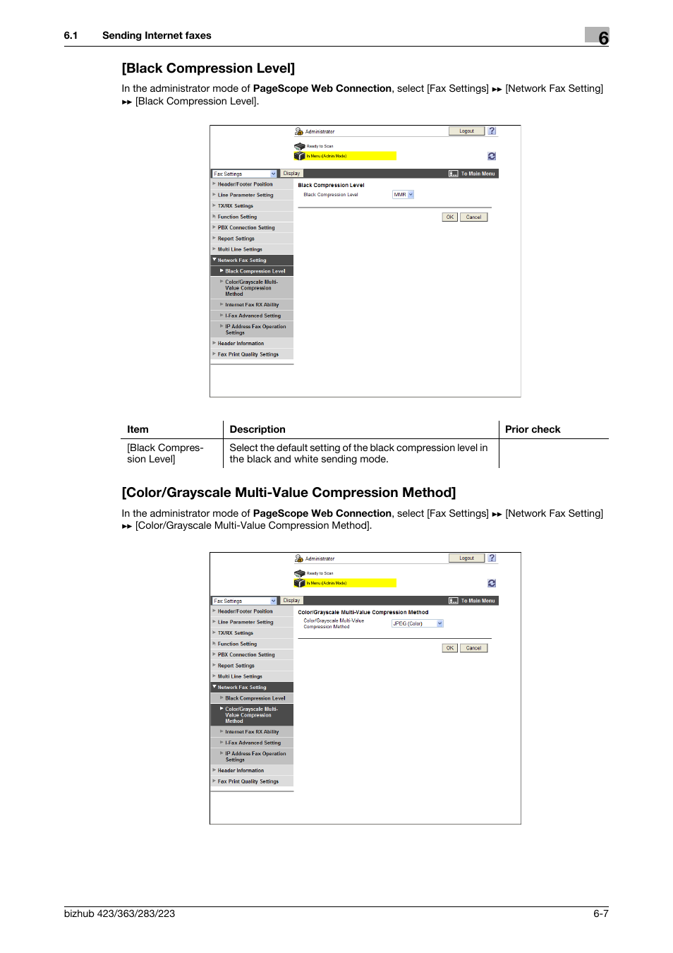 Black compression level, Color/grayscale multi-value compression method | Konica Minolta BIZHUB 223 User Manual | Page 100 / 371