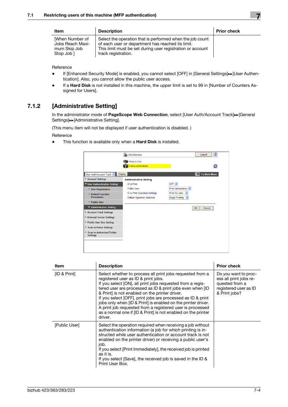 2 [administrative setting, Administrative setting] -4, Administrative setting | Konica Minolta BIZHUB 223 User Manual | Page 115 / 371