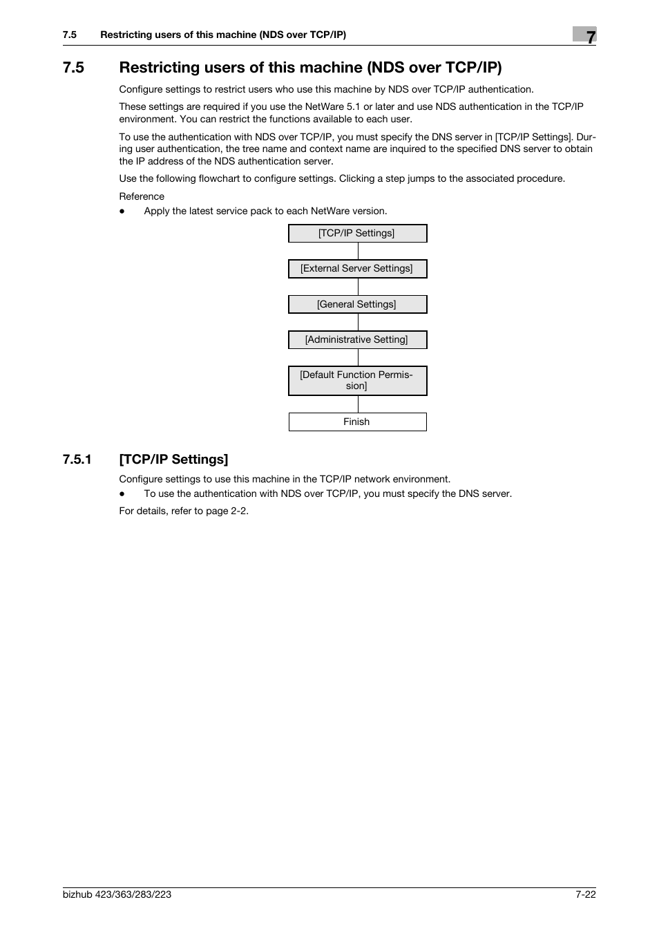 1 [tcp/ip settings, Tcp/ip settings] -22 | Konica Minolta BIZHUB 223 User Manual | Page 133 / 371