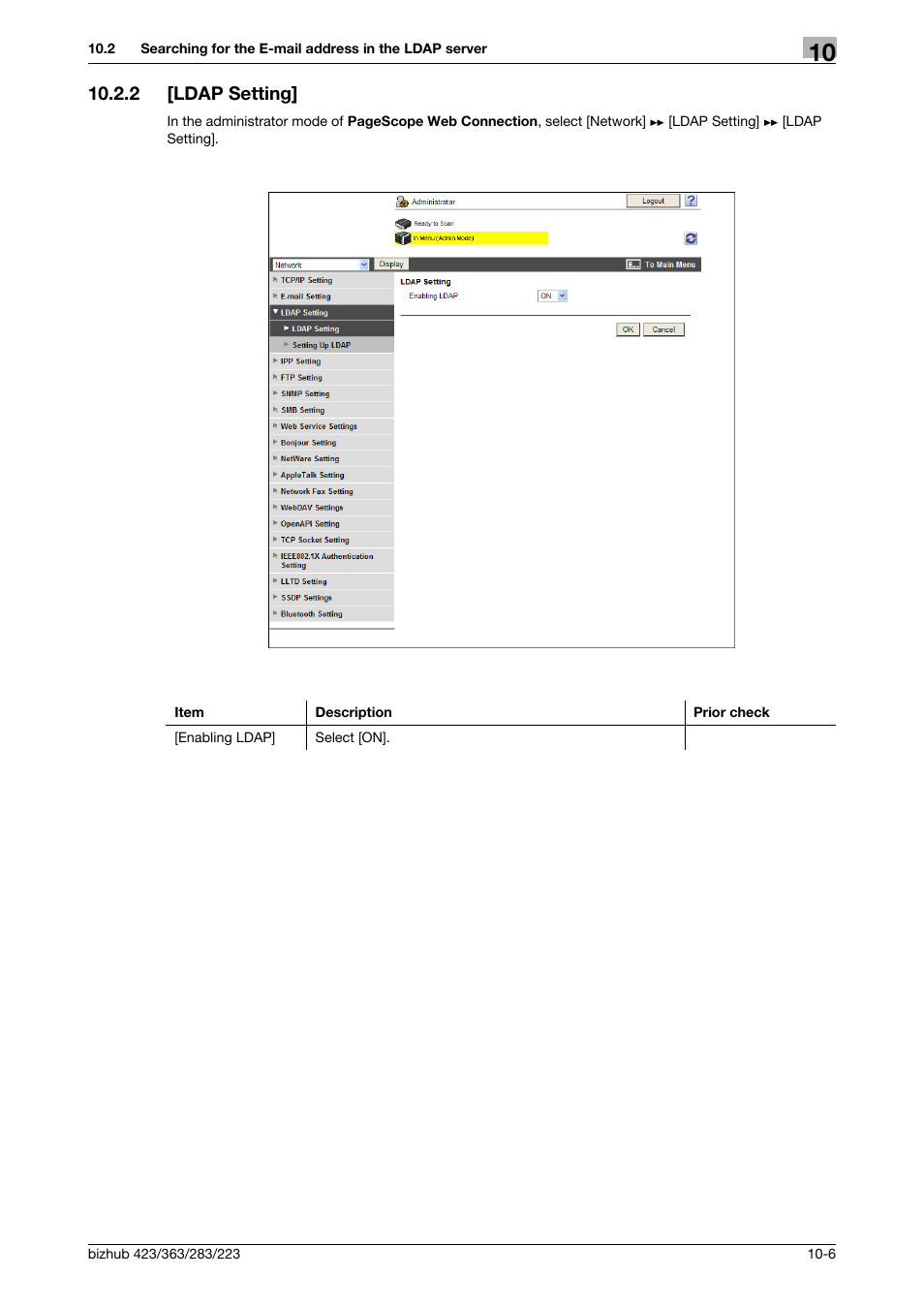 2 [ldap setting, Ldap setting] -6, Ldap setting | Konica Minolta BIZHUB 223 User Manual | Page 200 / 371