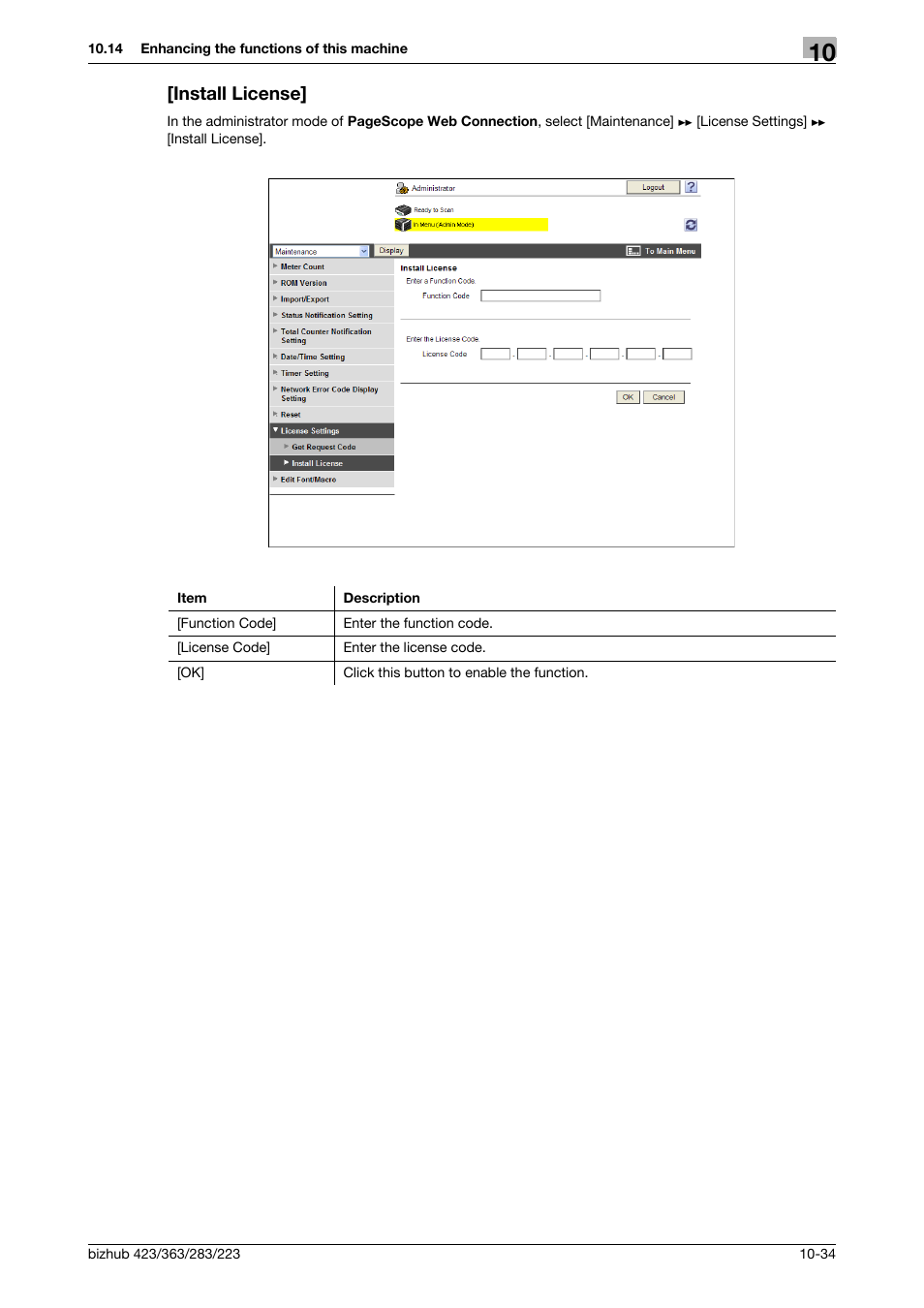 Install license, Install license] -34 | Konica Minolta BIZHUB 223 User Manual | Page 228 / 371
