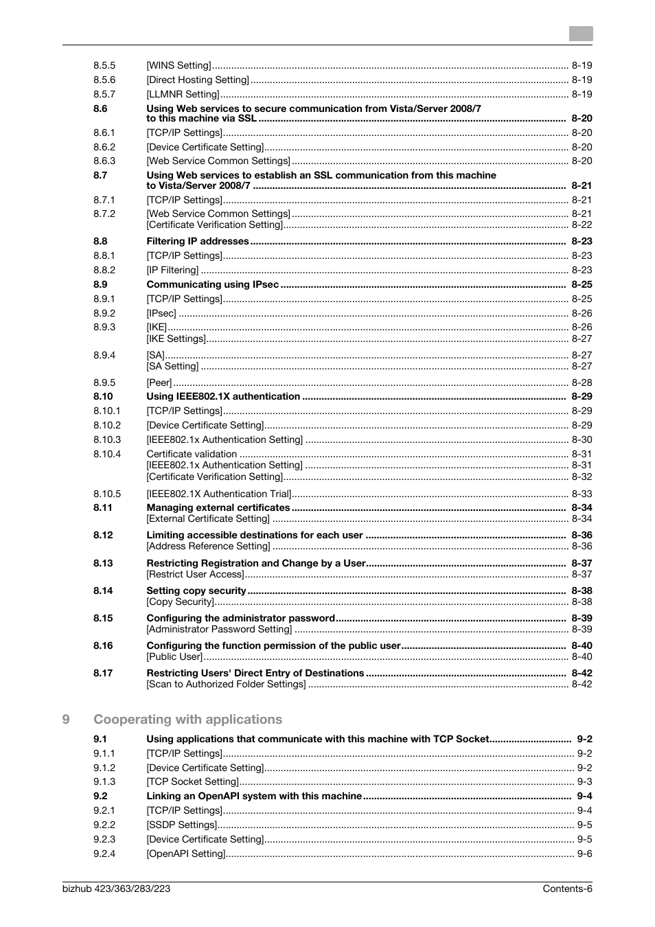 9cooperating with applications | Konica Minolta BIZHUB 223 User Manual | Page 7 / 371