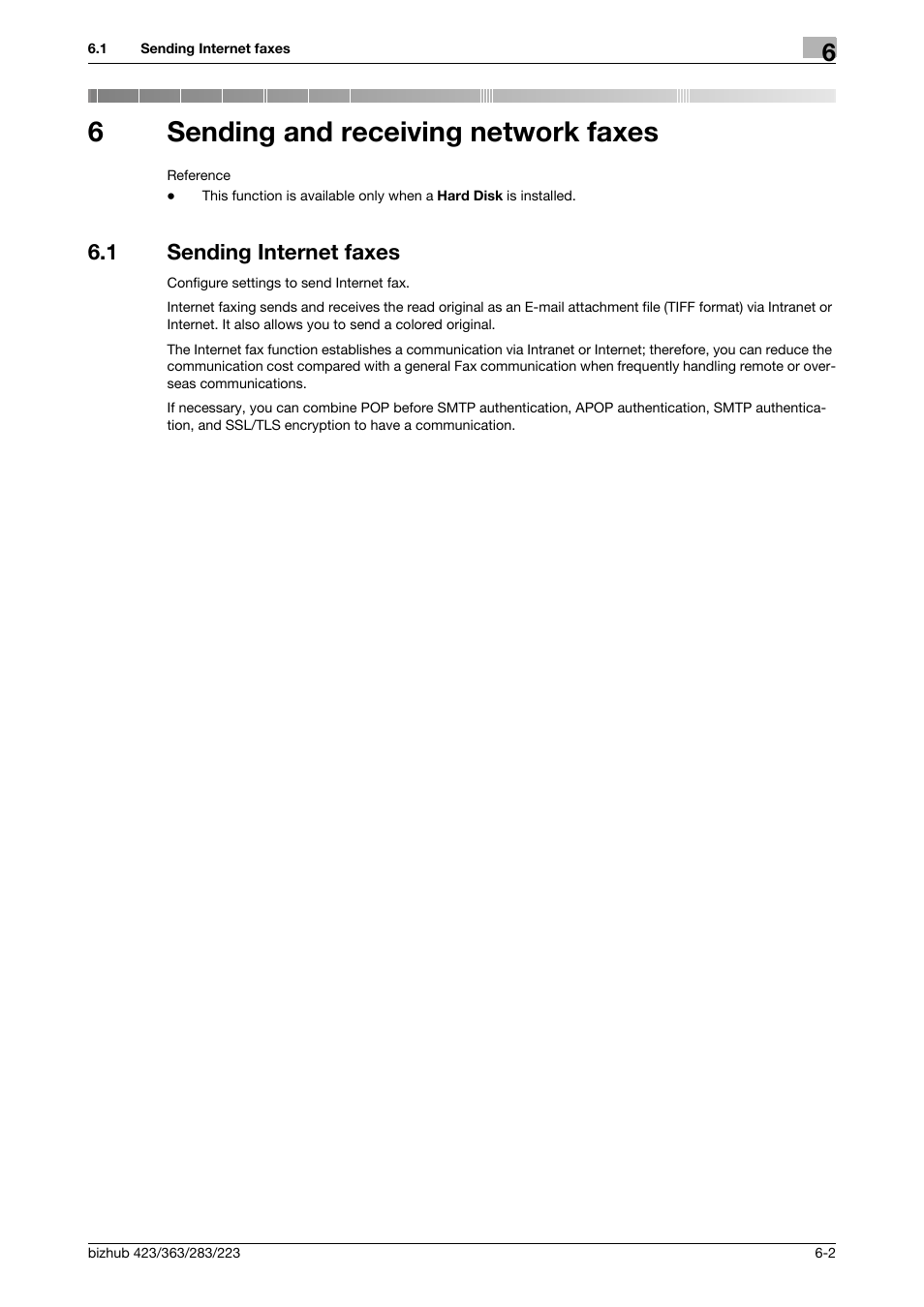 6 sending and receiving network faxes, 1 sending internet faxes, Sending and receiving network faxes | Sending internet faxes -2, 6sending and receiving network faxes | Konica Minolta BIZHUB 223 User Manual | Page 95 / 371