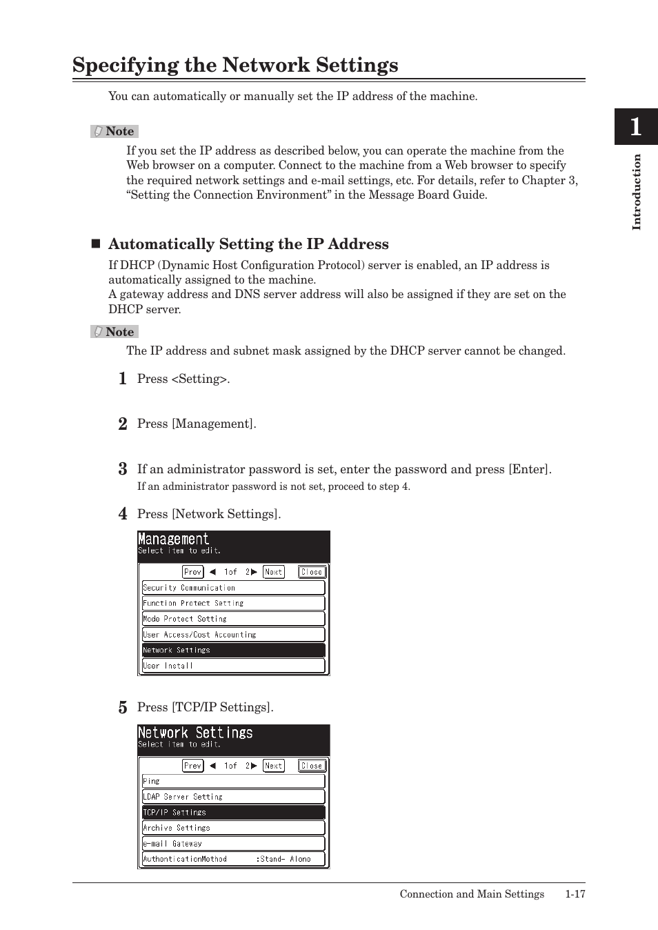 Specifying the network settings, Specifying the network settings -17 | Konica Minolta bizhub 25 User Manual | Page 36 / 122