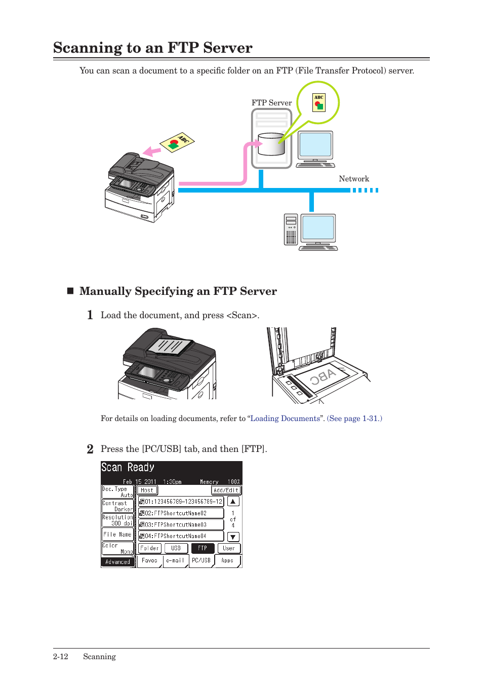 Scanning to an ftp server, Scanning to an ftp server -12 | Konica Minolta bizhub 25 User Manual | Page 65 / 122