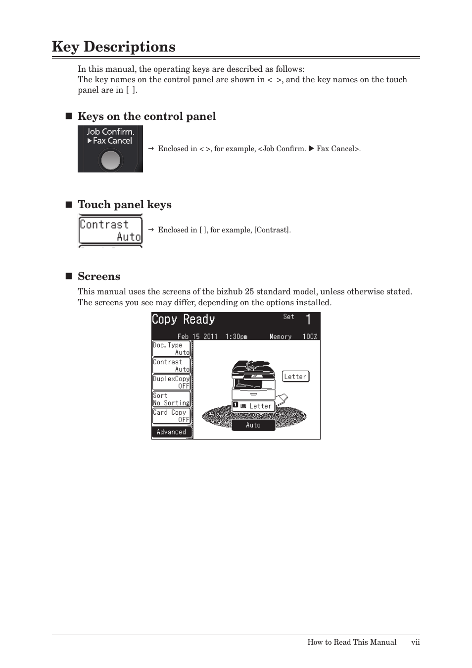 Key descriptions | Konica Minolta bizhub 25 User Manual | Page 8 / 122
