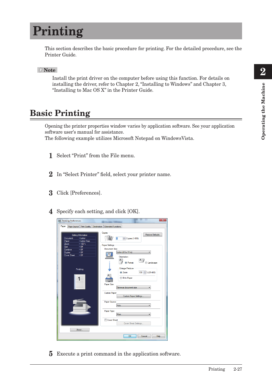 Printing, Basic printing, Printing -27 | Basic printing -27 | Konica Minolta bizhub 25 User Manual | Page 80 / 122