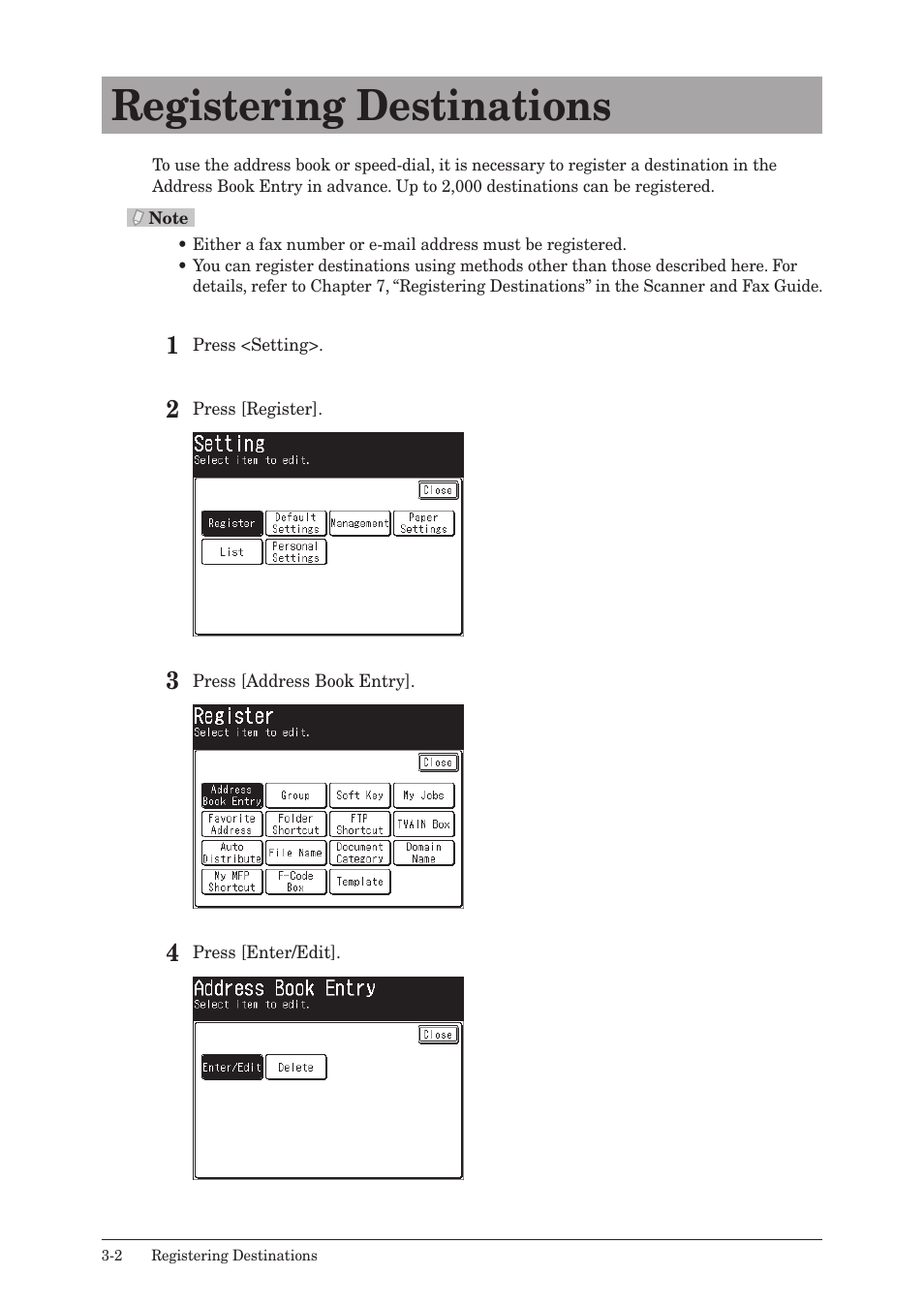 Registering destinations, Registering destinations -2 | Konica Minolta bizhub 25 User Manual | Page 83 / 122