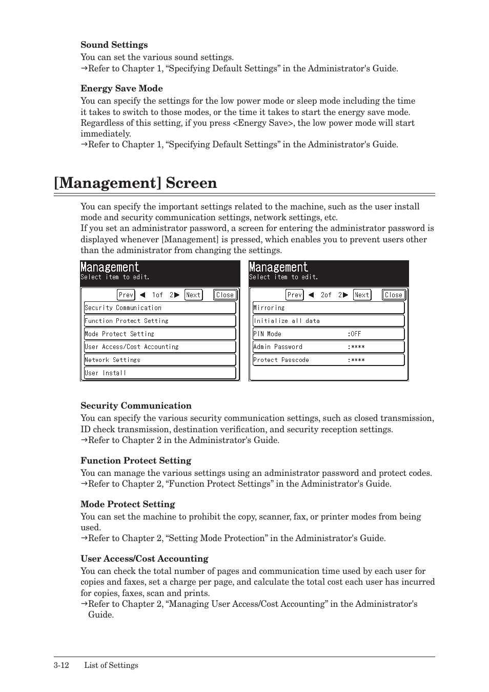 Management] screen, Management] screen -12 | Konica Minolta bizhub 25 User Manual | Page 93 / 122