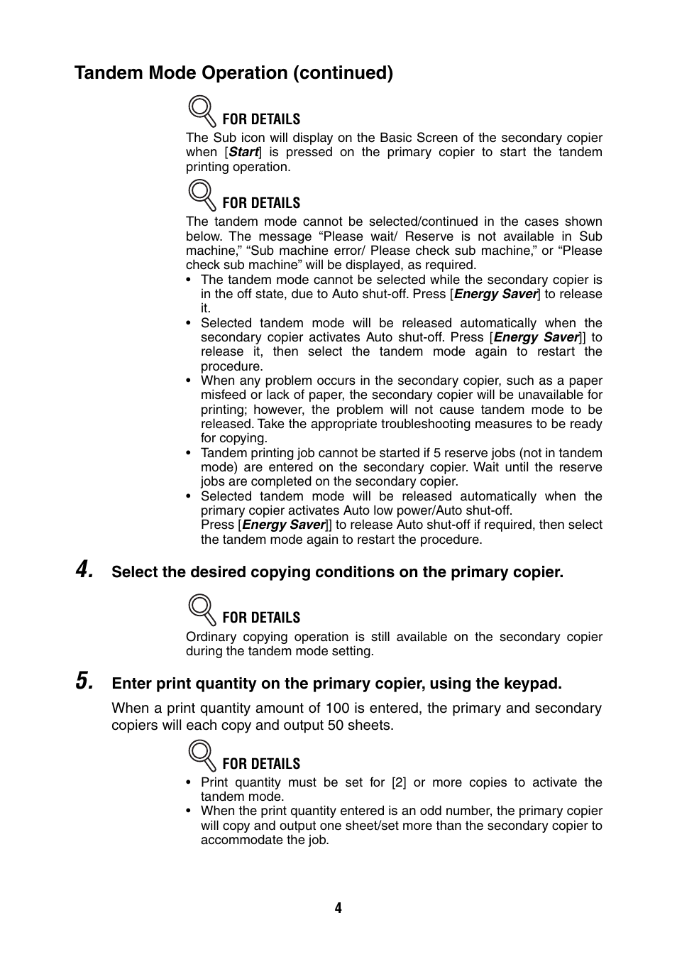 Tandem mode operation (continued) | Konica Minolta Di650 User Manual | Page 4 / 8