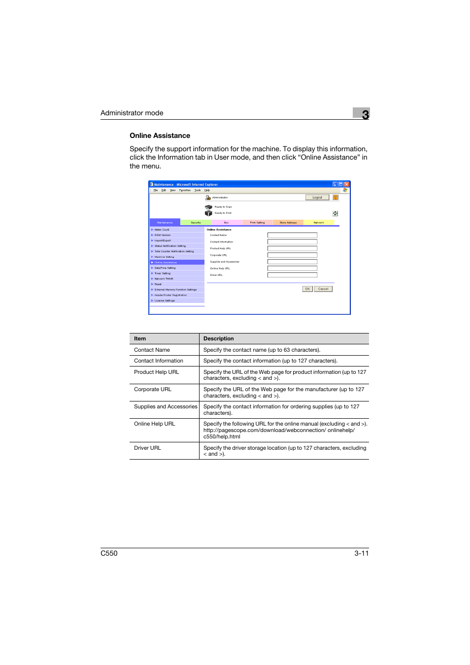 Online assistance, Online assistance -11 | Konica Minolta bizhub C550 User Manual | Page 118 / 243