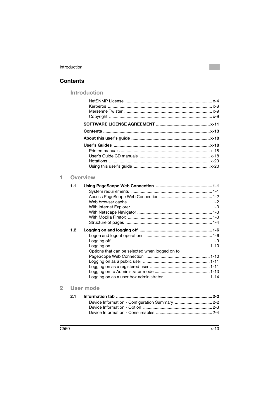 Konica Minolta bizhub C550 User Manual | Page 14 / 243