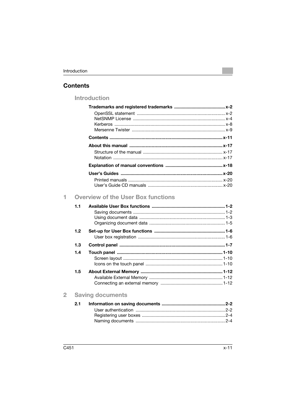 Konica Minolta bizhub C451 User Manual | Page 12 / 354