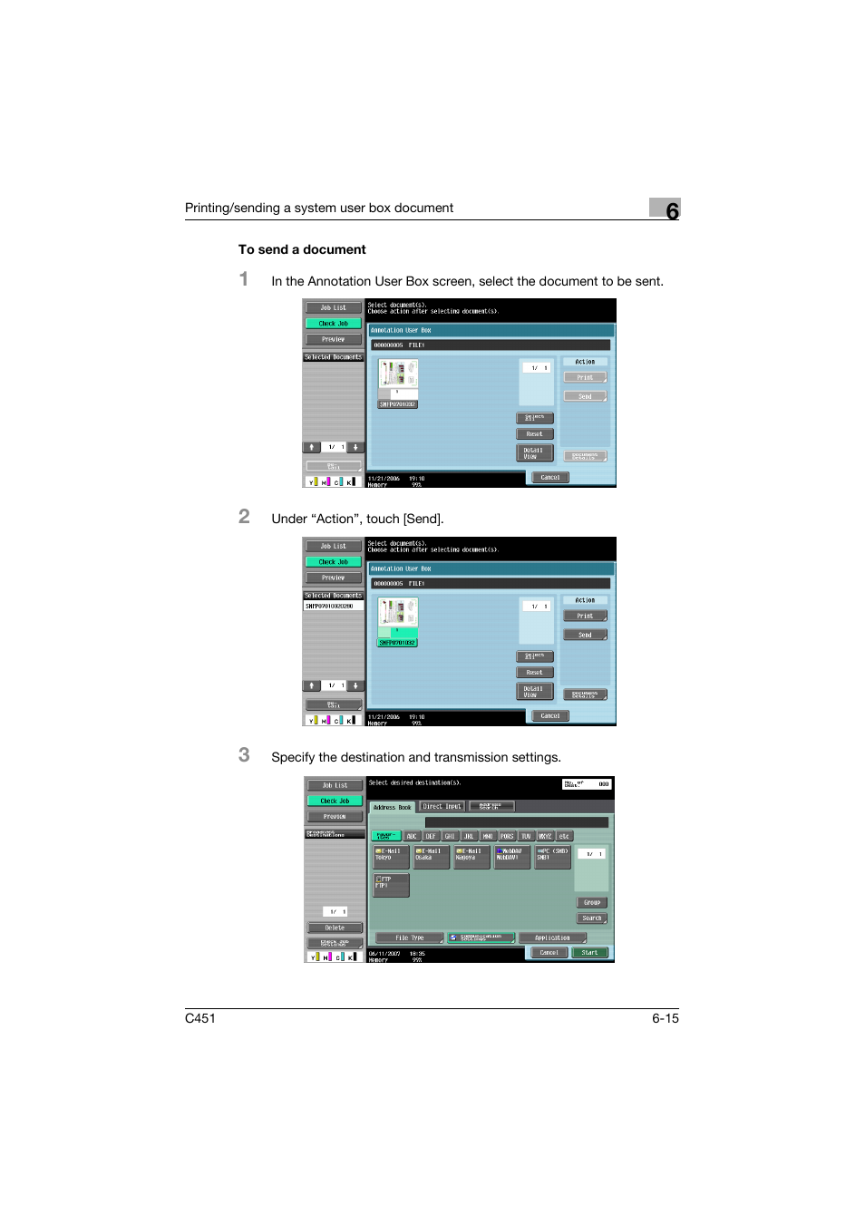 To send a document, To send a document -15 | Konica Minolta bizhub C451 User Manual | Page 275 / 354