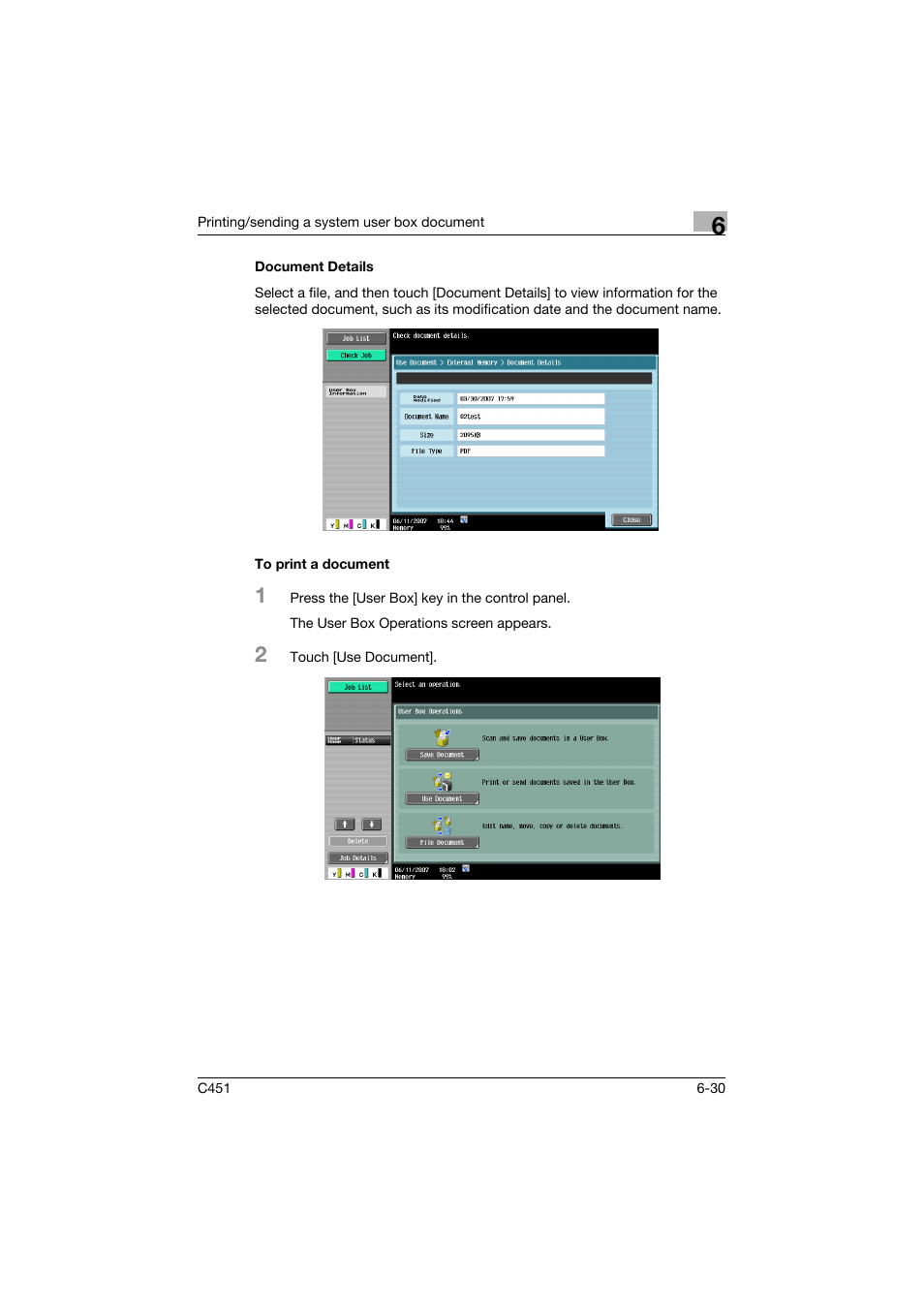 Document details, To print a document, Document details -30 to print a document -30 | Konica Minolta bizhub C451 User Manual | Page 290 / 354