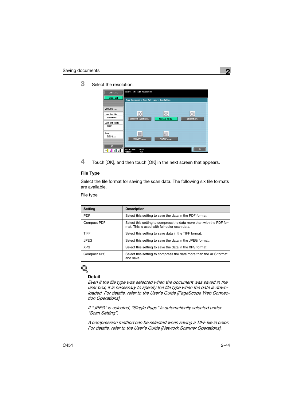 File type, File type -44, P. 2-44 | Konica Minolta bizhub C451 User Manual | Page 79 / 354