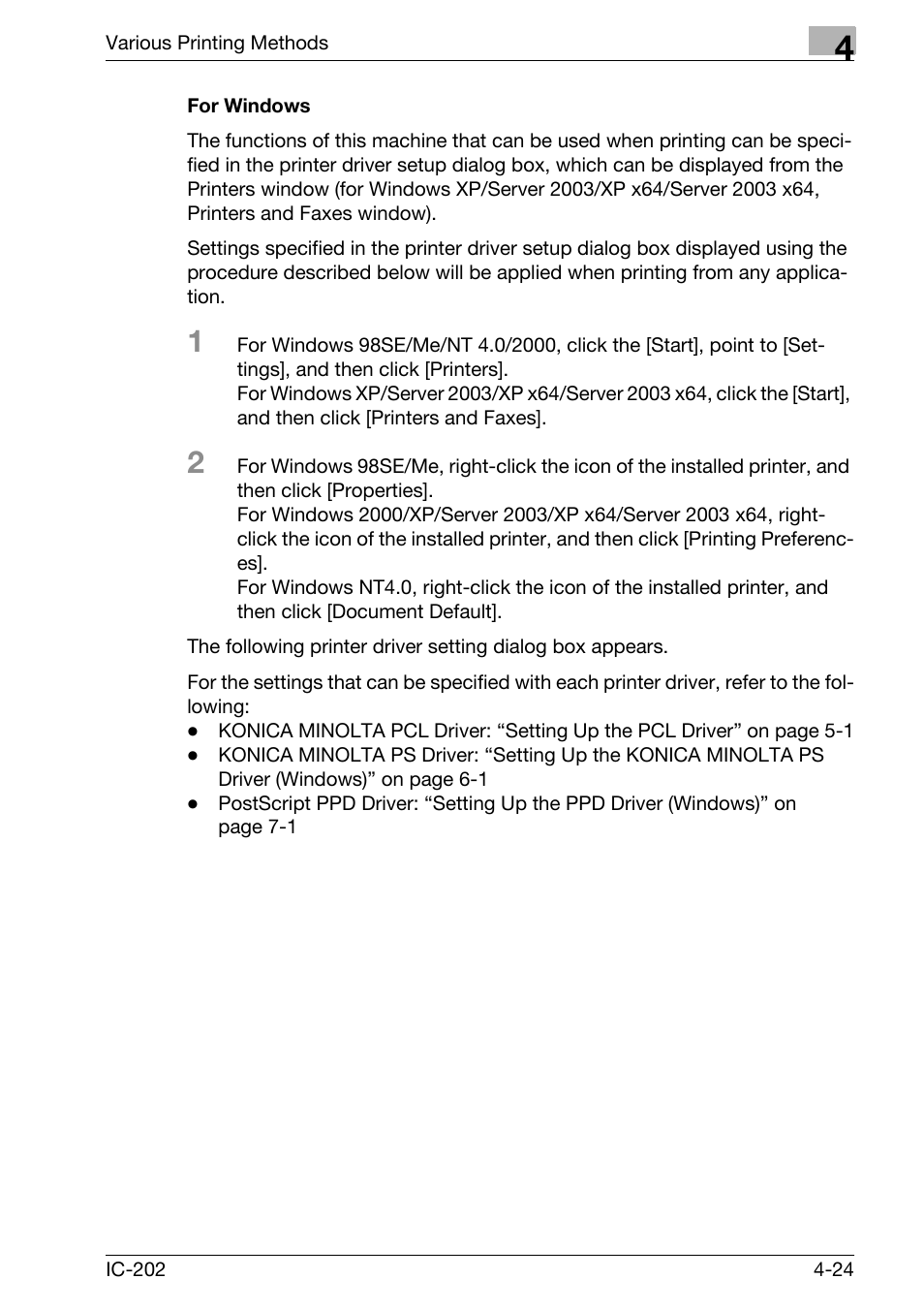 For windows -24 | Konica Minolta bizhub 750 User Manual | Page 129 / 420