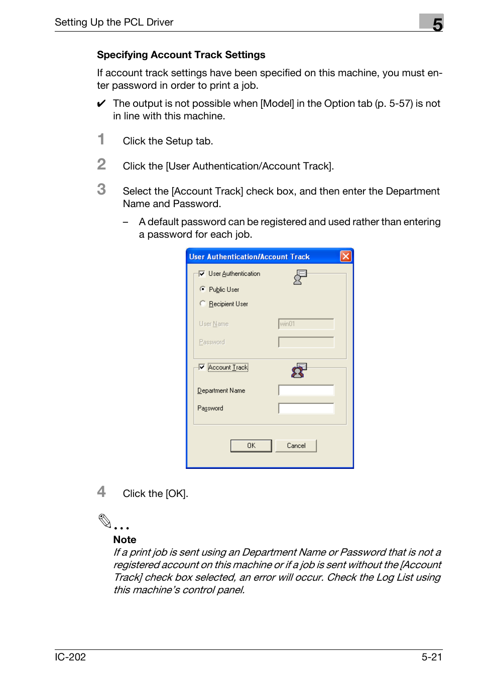 Specifying account track settings -21 | Konica Minolta bizhub 750 User Manual | Page 156 / 420