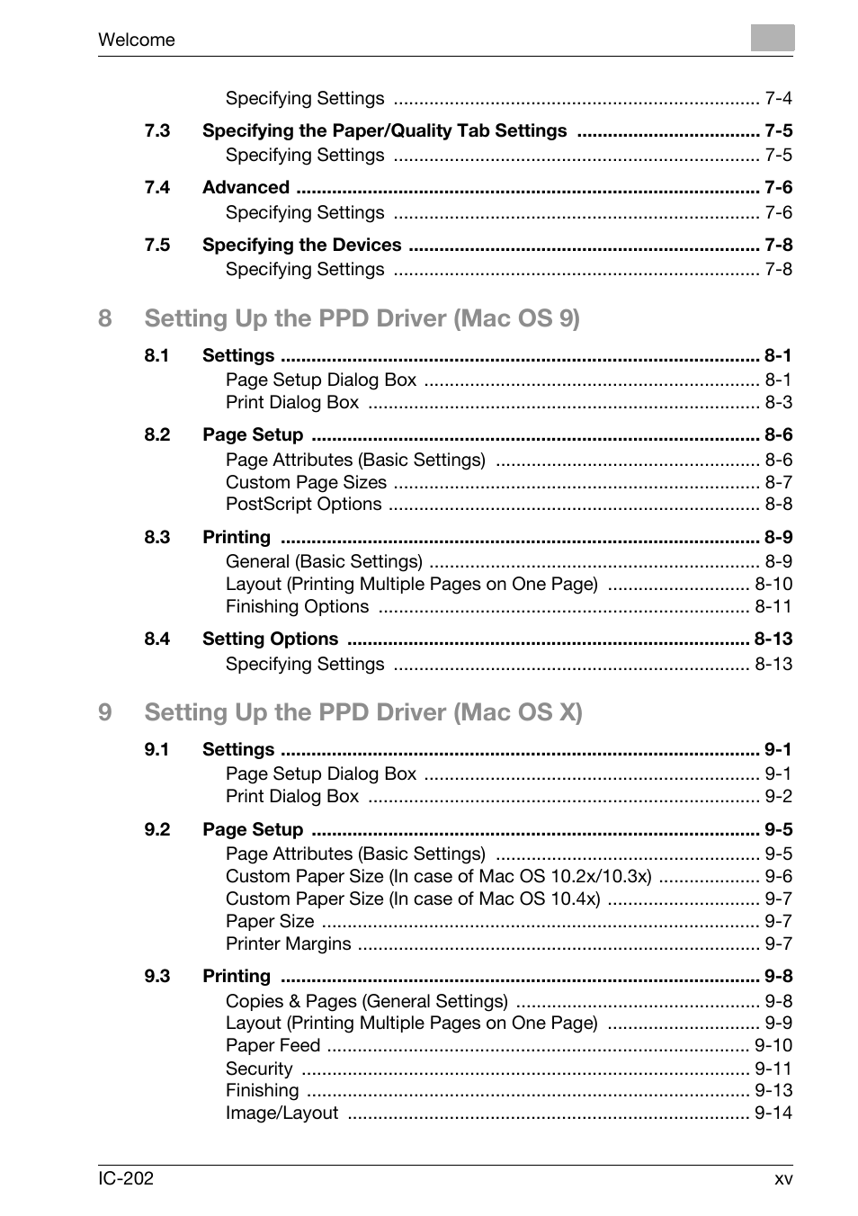 8setting up the ppd driver (mac os 9), 9setting up the ppd driver (mac os x) | Konica Minolta bizhub 750 User Manual | Page 16 / 420