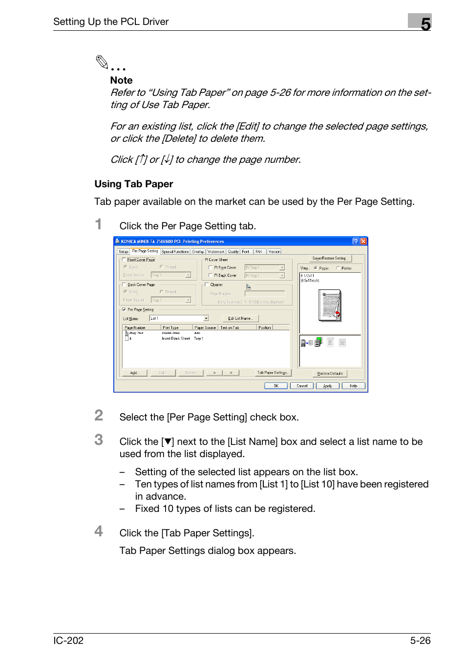 Using tab paper -26 | Konica Minolta bizhub 750 User Manual | Page 161 / 420