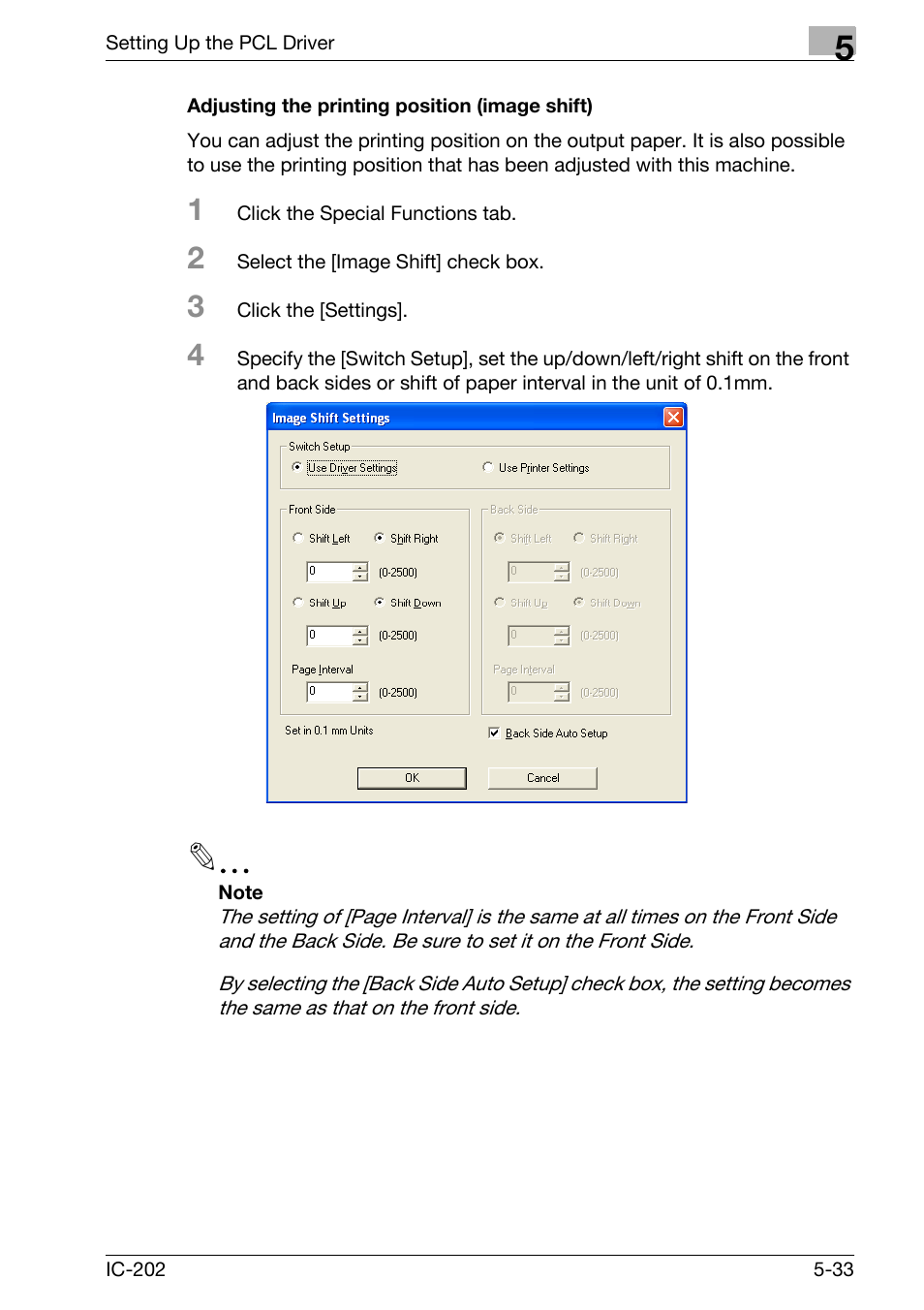 Adjusting the printing position (image shift) -33 | Konica Minolta bizhub 750 User Manual | Page 168 / 420